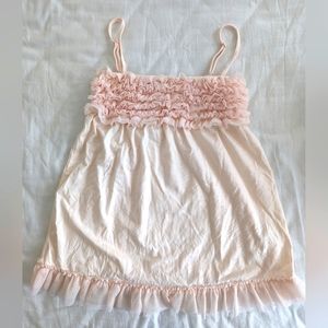 USED gelato pique camisole pink spaghetti top frills tulle